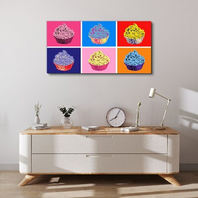 Schilderij op doek Kleurrijke muffins in pop-artstijl