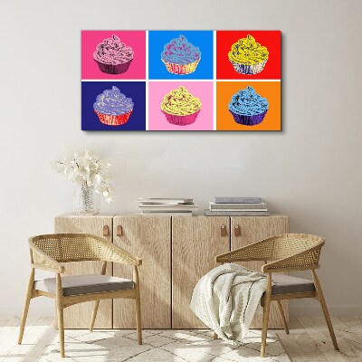 Schilderij op doek Kleurrijke muffins in pop-artstijl