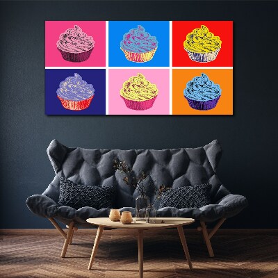 Schilderij op doek Kleurrijke muffins in pop-artstijl
