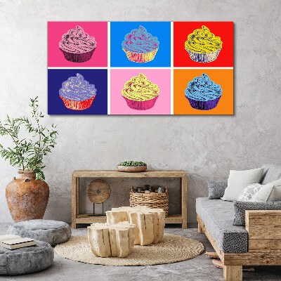 Schilderij op doek Kleurrijke muffins in pop-artstijl