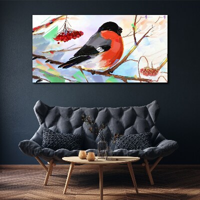 Foto op canvas Een vrolijke vogel op een tak