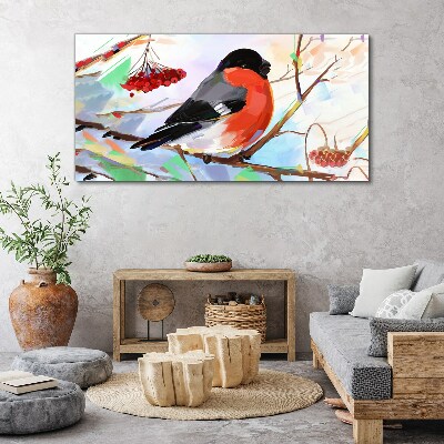 Foto op canvas Een vrolijke vogel op een tak