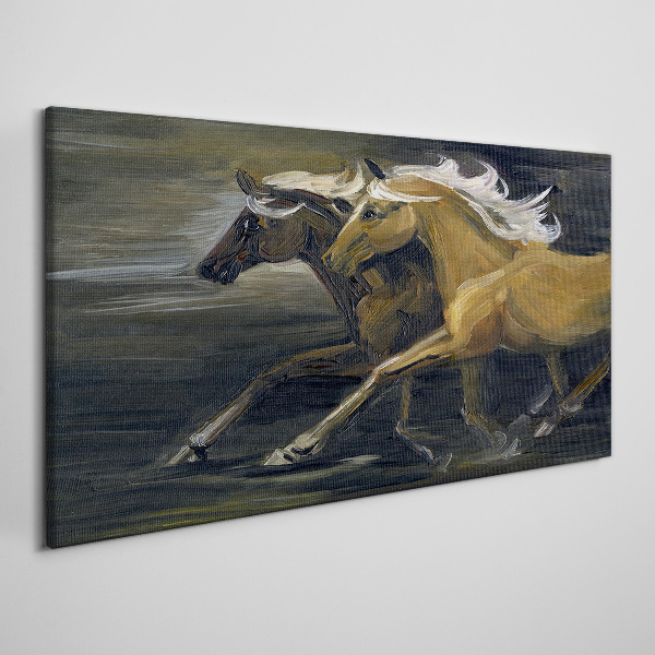 Canvas schilderij Rennende paarden