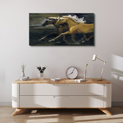Canvas schilderij Rennende paarden