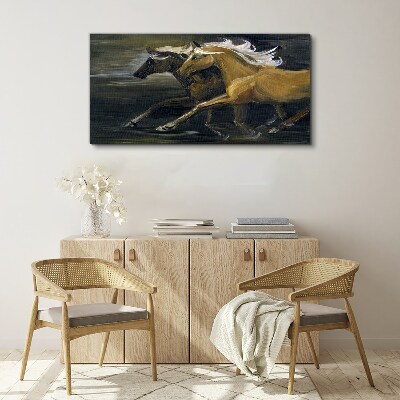 Canvas schilderij Rennende paarden