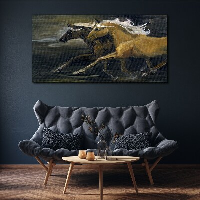 Canvas schilderij Rennende paarden