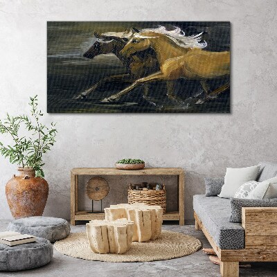 Canvas schilderij Rennende paarden