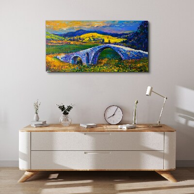 Foto op canvas Regenboogbrug in een schilderachtig landschap