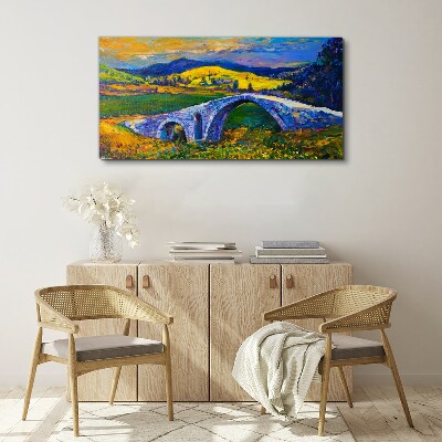 Foto op canvas Regenboogbrug in een schilderachtig landschap