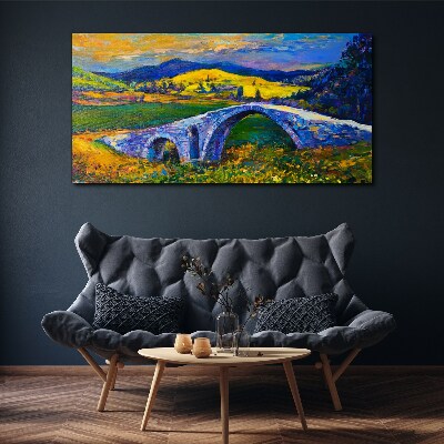 Foto op canvas Regenboogbrug in een schilderachtig landschap