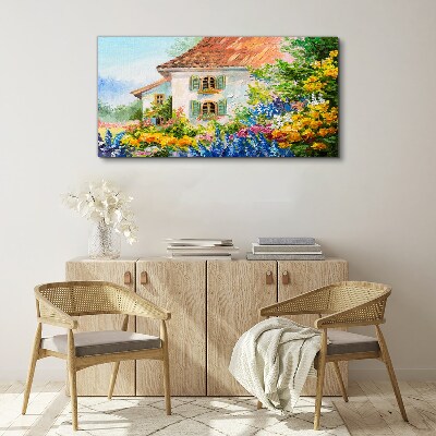 Canvas schilderij Bloemenlandschap in het zonlicht