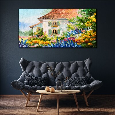 Canvas schilderij Bloemenlandschap in het zonlicht