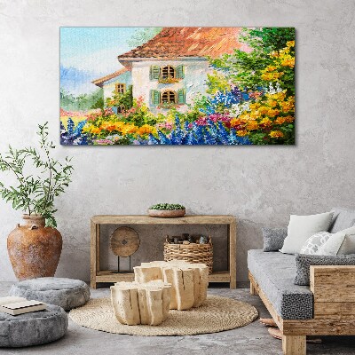 Canvas schilderij Bloemenlandschap in het zonlicht