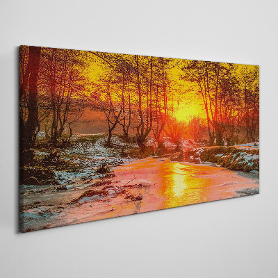 Canvas schilderij Gouden uur op de rivier