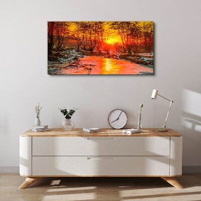 Canvas schilderij Gouden uur op de rivier