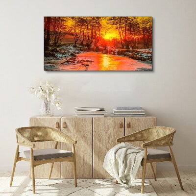 Canvas schilderij Gouden uur op de rivier