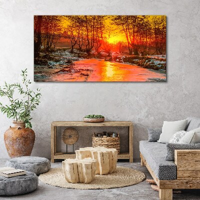 Canvas schilderij Gouden uur op de rivier