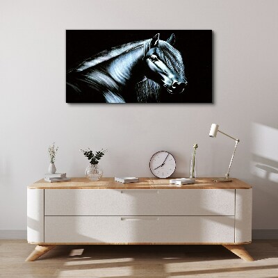 Schilderij op doek Een donker paard in het schijnsel van het licht