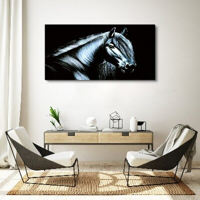 Schilderij op doek Een donker paard in het schijnsel van het licht