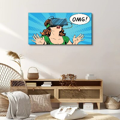 Canvas schilderij Verrassing in virtual reality