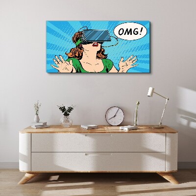 Canvas schilderij Verrassing in virtual reality