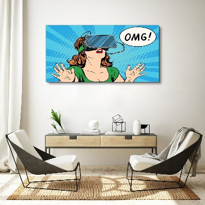 Canvas schilderij Verrassing in virtual reality