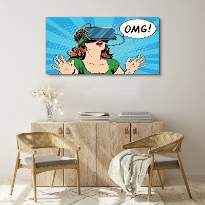 Canvas schilderij Verrassing in virtual reality