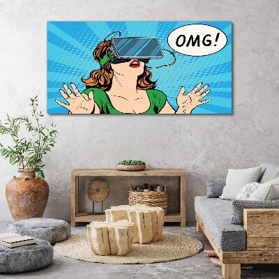 Canvas schilderij Verrassing in virtual reality