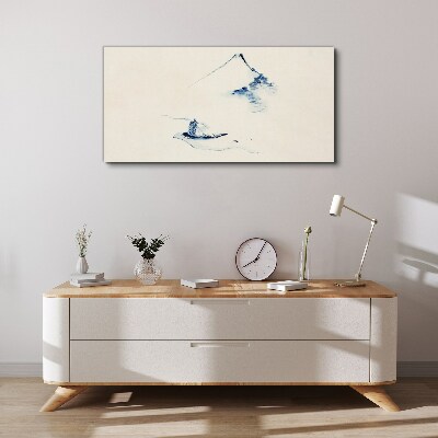 Foto op canvas Een vredig berglandschap met een boot