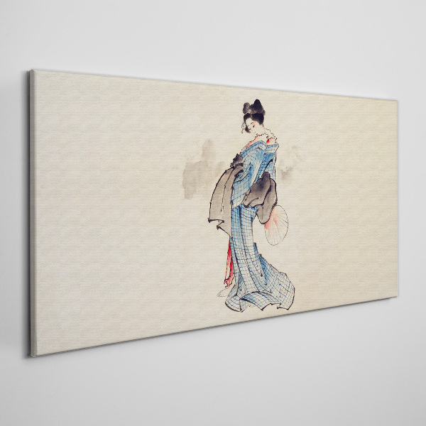 Canvas schilderij Geisha in een traditionele kimono