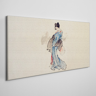 Canvas schilderij Geisha in een traditionele kimono