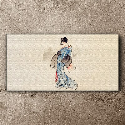 Canvas schilderij Geisha in een traditionele kimono