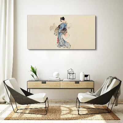 Canvas schilderij Geisha in een traditionele kimono