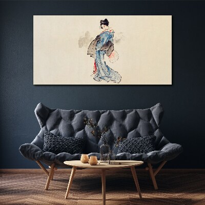 Canvas schilderij Geisha in een traditionele kimono