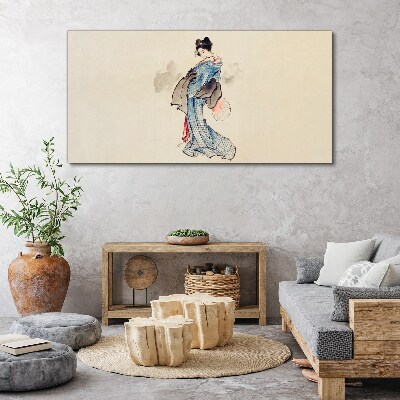 Canvas schilderij Geisha in een traditionele kimono