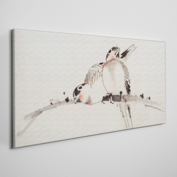 Schilderij op doek Lovebirds op een tak