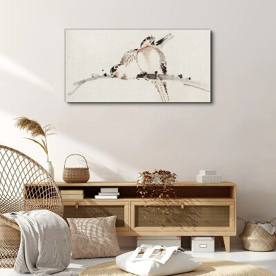 Schilderij op doek Lovebirds op een tak