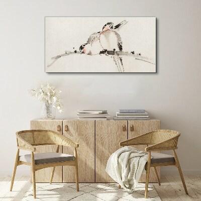 Schilderij op doek Lovebirds op een tak