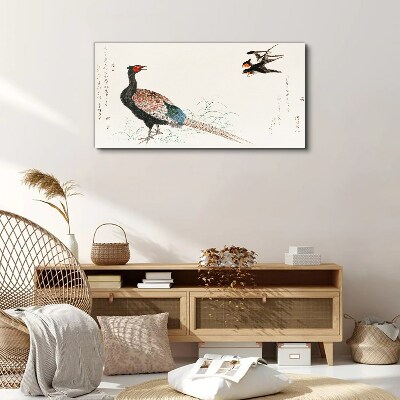 Schilderij op doek Pauwendans in het lentelandschap