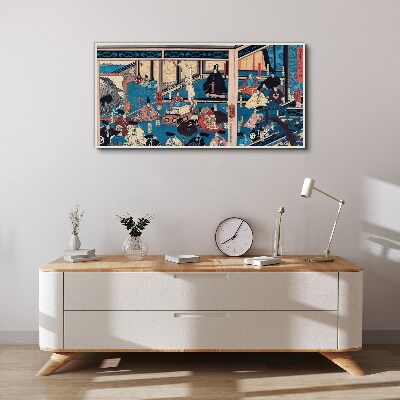 Canvas schilderij Een scène uit het Japanse leven