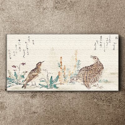 Schilderij op doek Vogels tegen de achtergrond van vegetatie