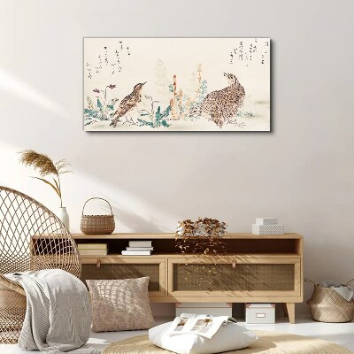 Schilderij op doek Vogels tegen de achtergrond van vegetatie