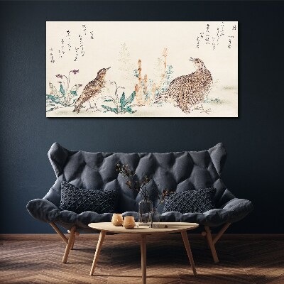 Schilderij op doek Vogels tegen de achtergrond van vegetatie