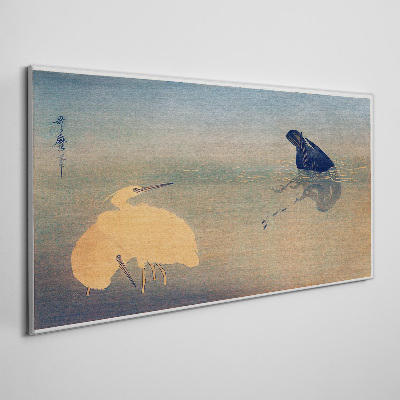 Canvas schilderij De stilte van het water en de vogel