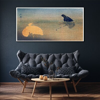 Canvas schilderij De stilte van het water en de vogel