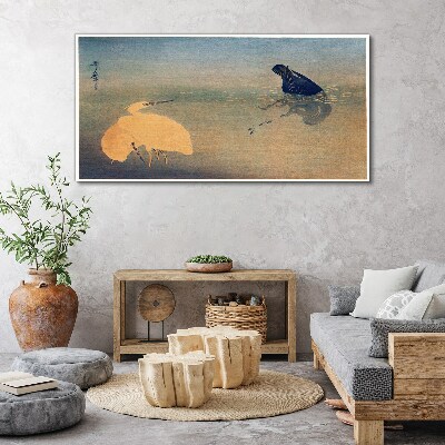 Canvas schilderij De stilte van het water en de vogel