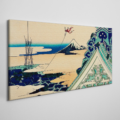 Schilderij op doek Winterlandschap met een vlieger