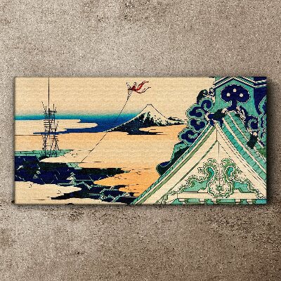 Schilderij op doek Winterlandschap met een vlieger