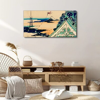 Schilderij op doek Winterlandschap met een vlieger