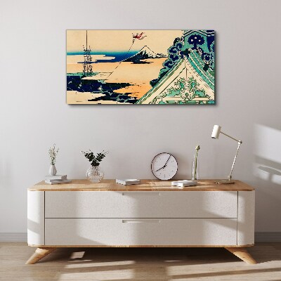 Schilderij op doek Winterlandschap met een vlieger